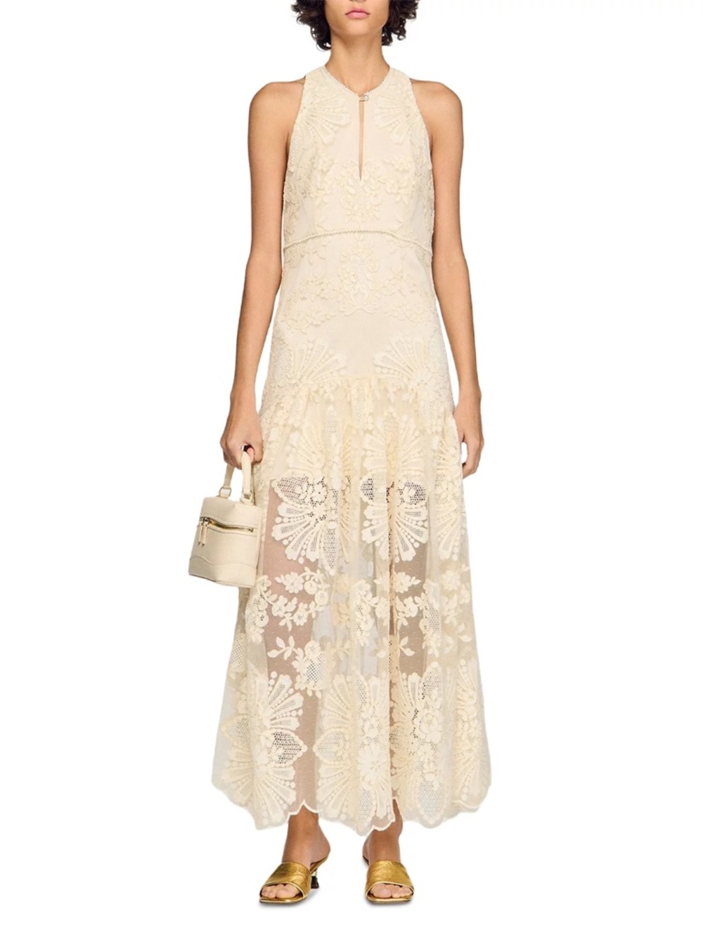 Levandine Floral Cotton Guipure Maxi Dress